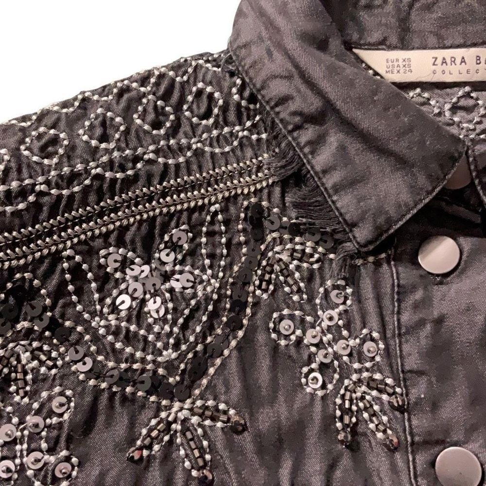 Zara Basic Collection Gray Button Front Embellish… - image 7